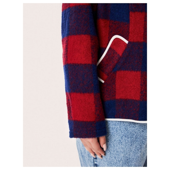 ❗SOLD❗NWT CIDER Blue & Red Check Sherpa Button Up Jacket XL/1XL - Picture 3 of 7